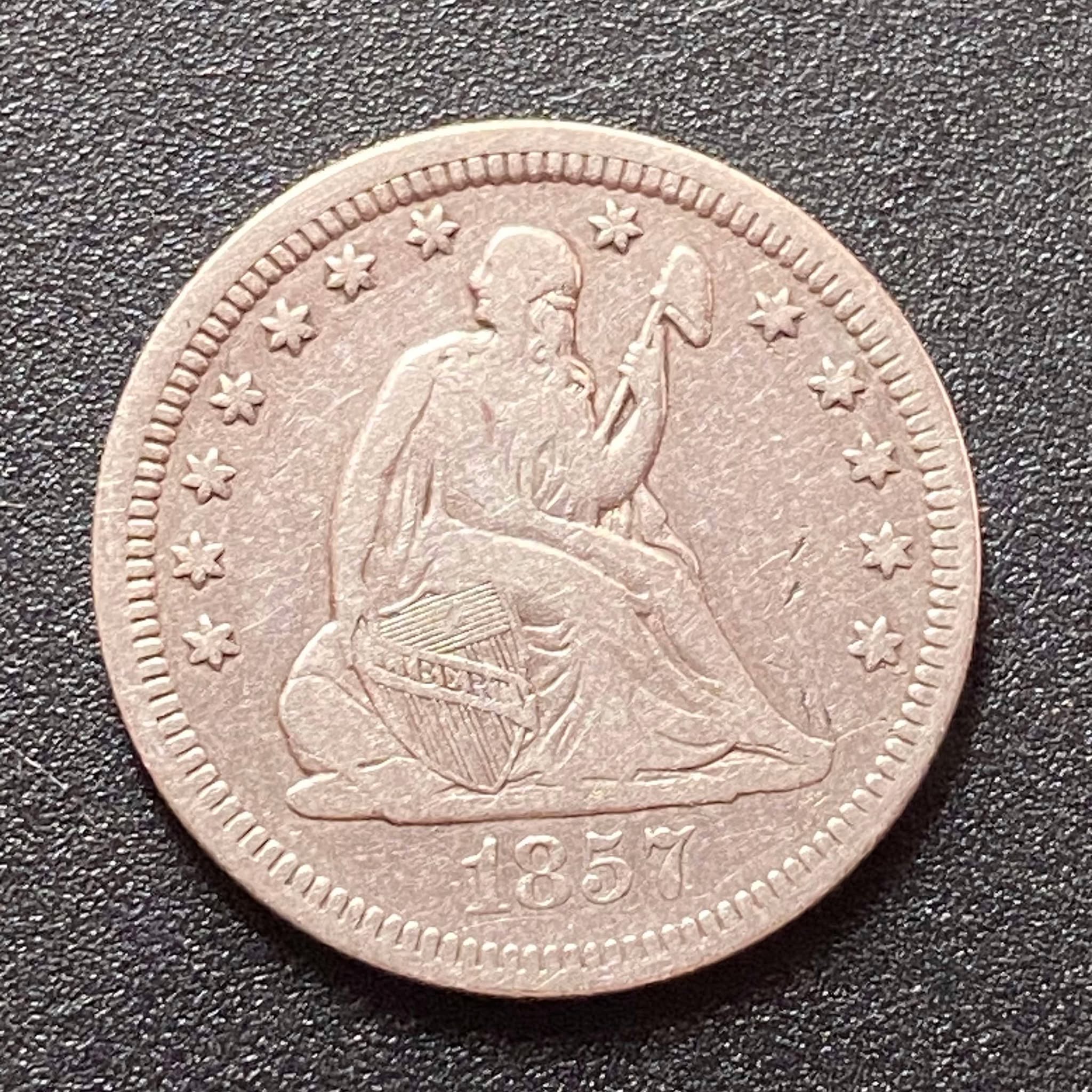 1857 Liberty Seated Quarter