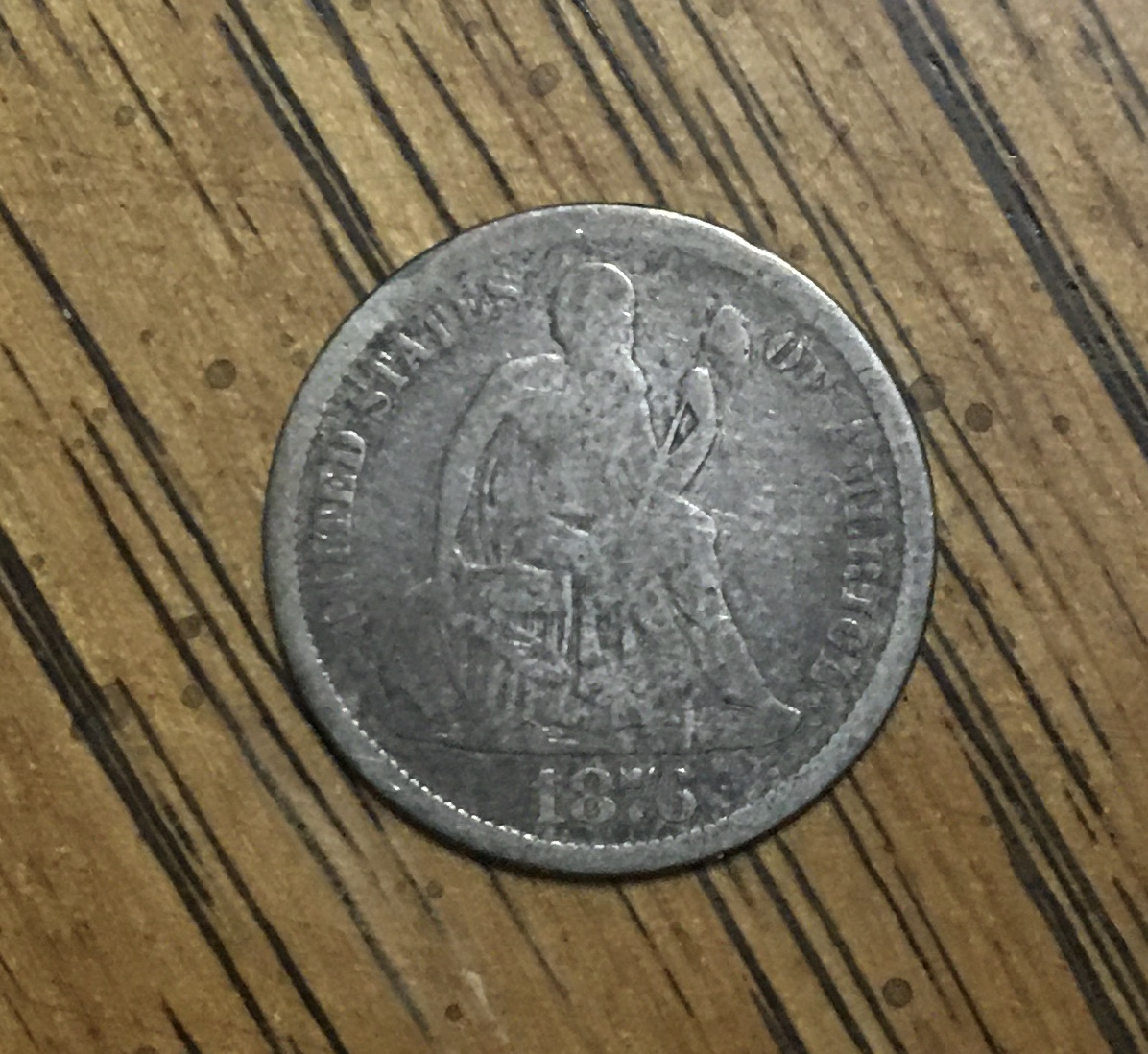 1876-CC Seated Dime