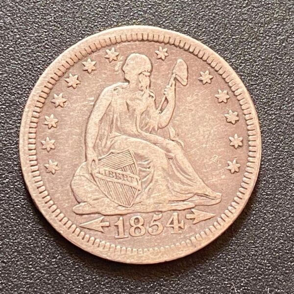 1854 Liberty Seated Quarter Arrows At Date