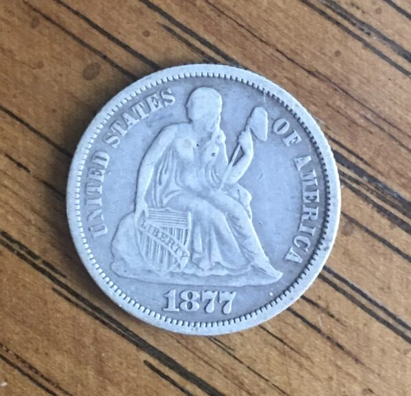 1877 Seated Dime F15