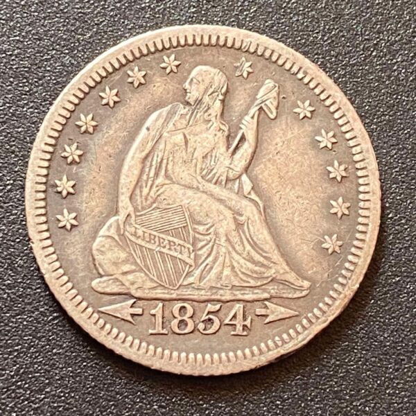 1854-O Liberty Seated Quarter Arrows At Date