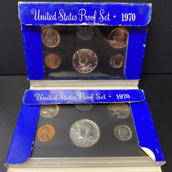 (2x) 1970 Proof Sets One Small Date & One Large Date Cent U.S Mint OGP Pictured