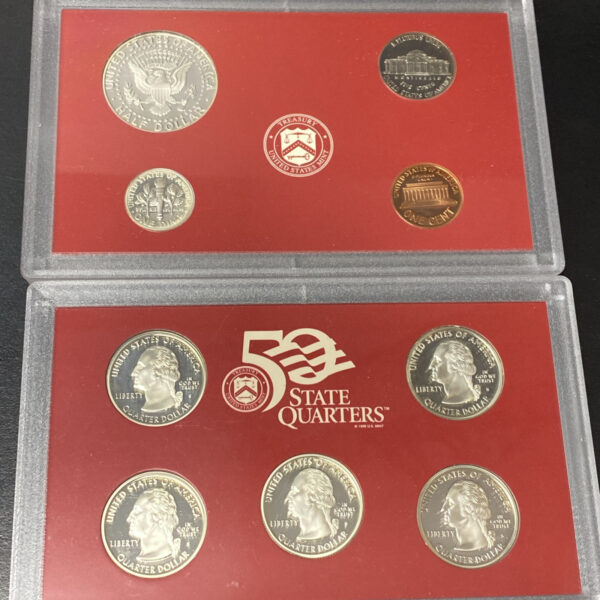 1999-S US Mint Silver Proof Set OGP COA & Box 9 Coins 90% Cameo Quarters WornBox