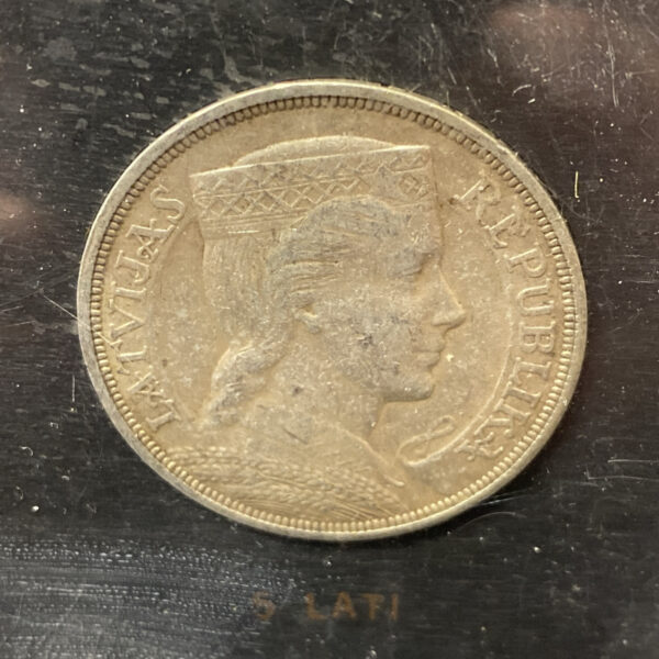 Latvia 1924 One Lats, 1926 2 Lati, 1931 5 Lati Silver Coins: Lot of 3 (0.835)