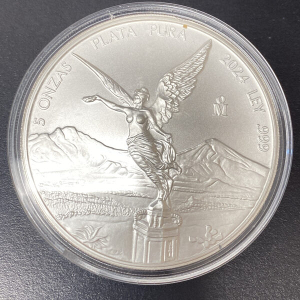 2024 Mexico 5 oz Fine Silver .999 BU Libertad (Five Ounces) In Capsule