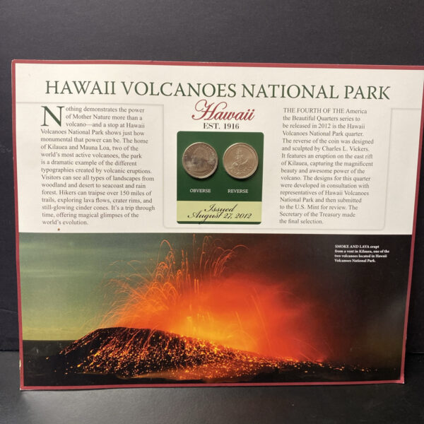 2012 PD Hawaii Volcanoes National Park BU Quarters (2 Coins) Info Card