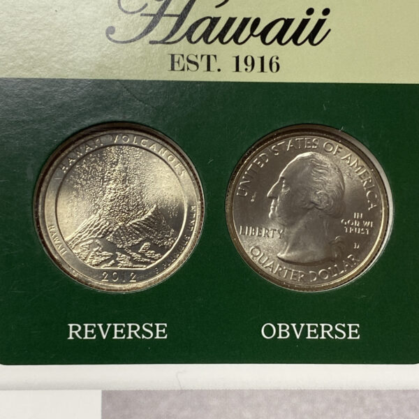 2012 PD Hawaii Volcanoes National Park BU Quarters (2 Coins) Info Card