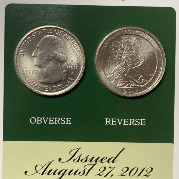 2012 PD Hawaii Volcanoes National Park BU Quarters (2 Coins) Info Card