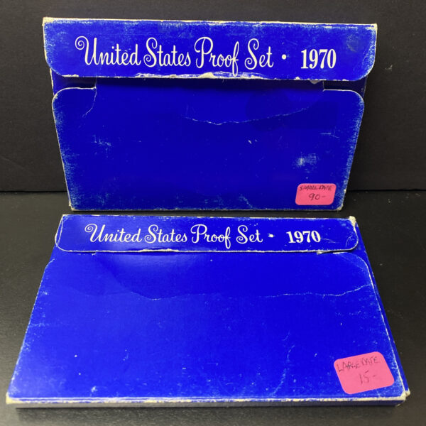 (2x) 1970 Proof Sets One Small Date & One Large Date Cent U.S Mint OGP Pictured