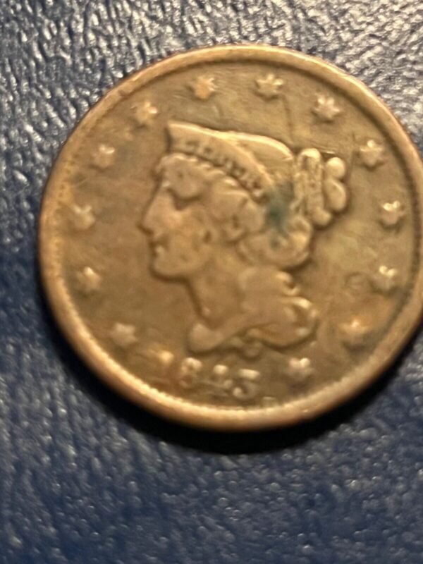 1843 Braided Hair Large Cent US Copper Coin BN