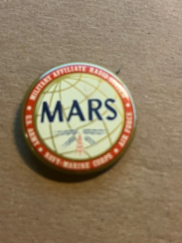 Vintge Pinback Pin MARS Military Affiliate Radio System US Army Air Force #3183