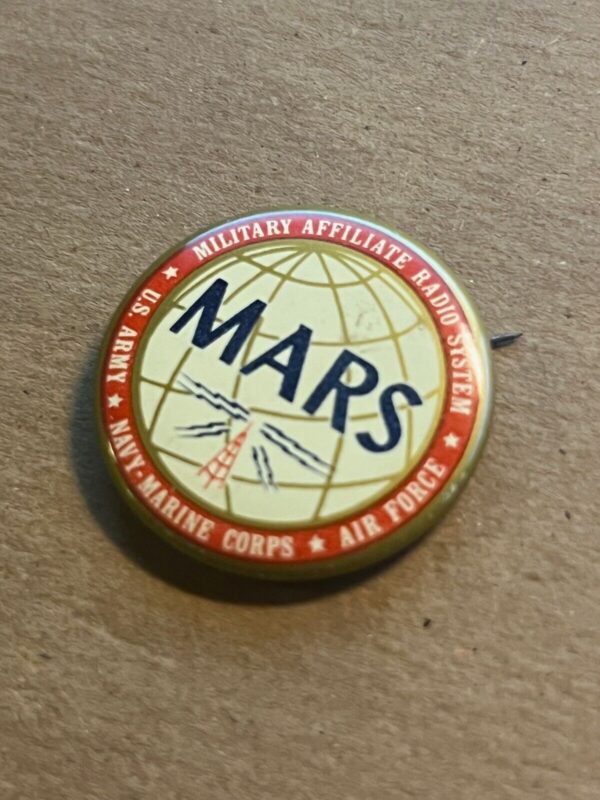 Vintge Pinback Pin MARS Military Affiliate Radio System US Army Air Force #3183