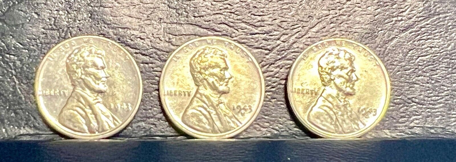 1943 P D S Lincoln Steel Wheat Cent Penny Set of 3 Coins