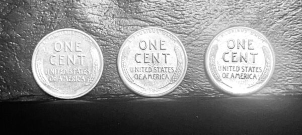 1943 P D S Lincoln Steel Wheat Cent Penny Set of 3 Coins