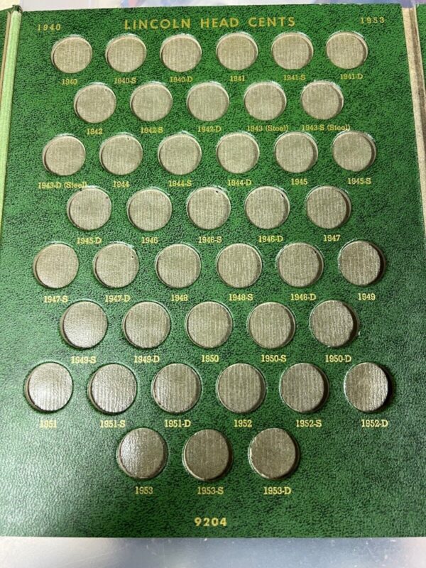 Lincoln Wheat Cent Collection Book 1909-1965 Small Cent Coins