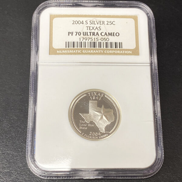 2004 S Silver Proof State Quarter Texas NGC PF70 Ultra Cameo 25c US