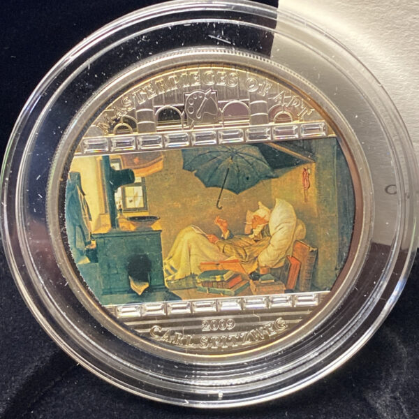 Cook 2009 Masterpieces of Art Carl Spitzweg The Poor Poet 3 oz Silver Swarovski
