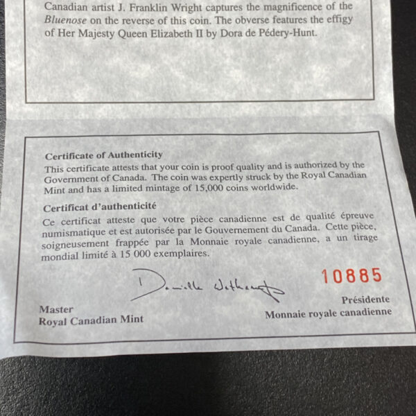 2000 Canadian Transportation Series- The Bluenose Ship $20 Silver Coin .925
