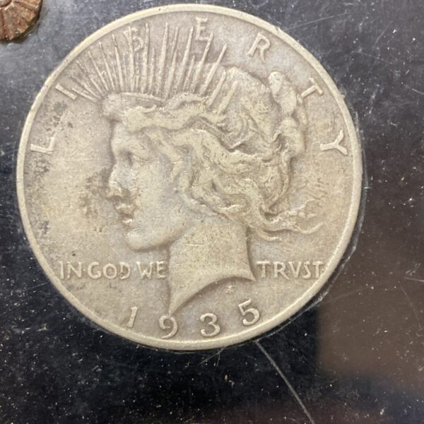 1954-1955 U.S. Mint Unc Set-6 Coins In BLACK Capital Holder W/ 1935 Peace Dollar