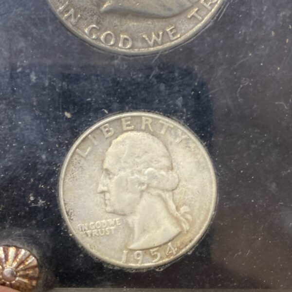 1954-1955 U.S. Mint Unc Set-6 Coins In BLACK Capital Holder W/ 1935 Peace Dollar