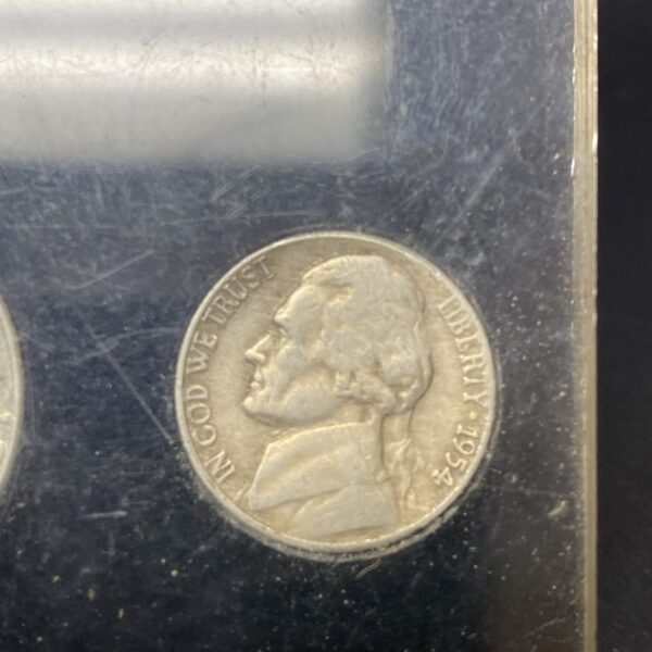 1954-1955 U.S. Mint Unc Set-6 Coins In BLACK Capital Holder W/ 1935 Peace Dollar