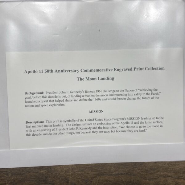 Apollo 11 50th Anniversary 2019 Engraved Prints Set of 3 The Moon Landing Series