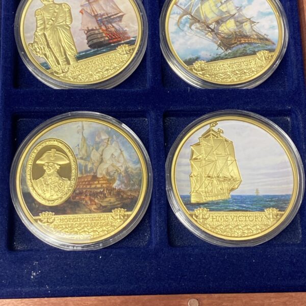 The American Mint HMS Victory 250th Anniversary 6 Gold Plated Coin Set COA & Box