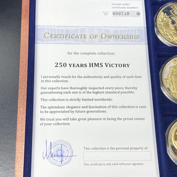 The American Mint HMS Victory 250th Anniversary 6 Gold Plated Coin Set COA & Box