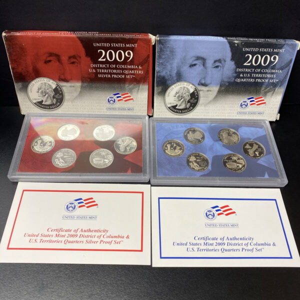 2009 D.C. & U.S Territories Quarter Silver & Clad Proof Sets U.S. Mint OGP COA