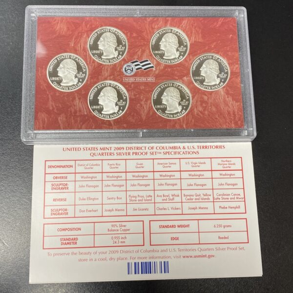 2009 D.C. & U.S Territories Quarter Silver & Clad Proof Sets U.S. Mint OGP COA