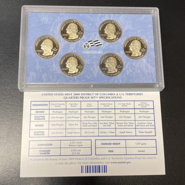 2009 D.C. & U.S Territories Quarter Silver & Clad Proof Sets U.S. Mint OGP COA