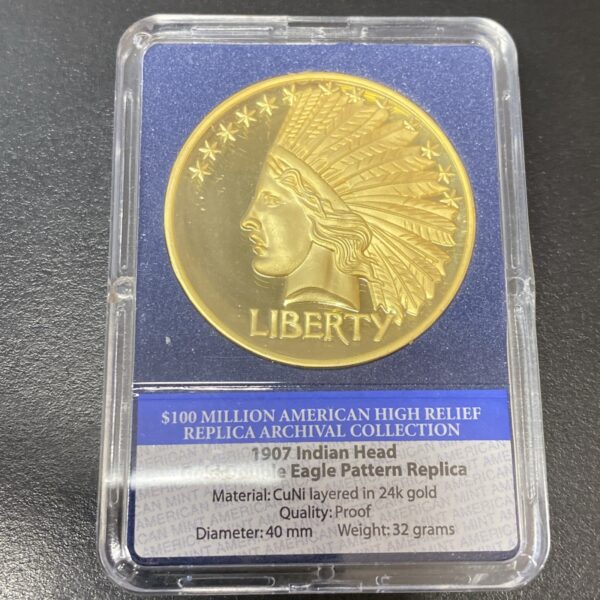 1849 & 1907 $100 Million Gold High Relief 2 Coins Replica Archival Collection