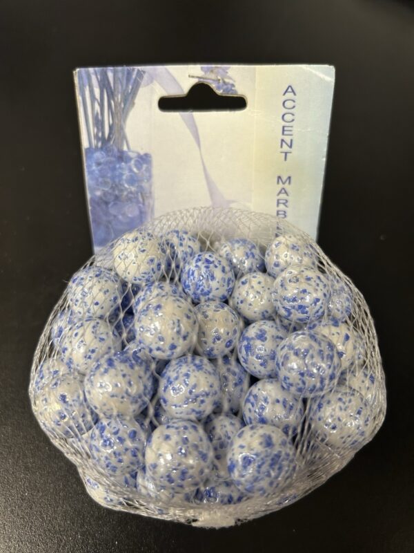 Marbles Decorative Accents 12.5ozs New White Blue Silver Look M3#3