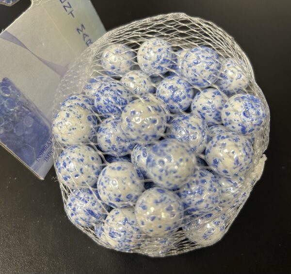 Marbles Decorative Accents 12.5ozs New White Blue Silver Look M3#3