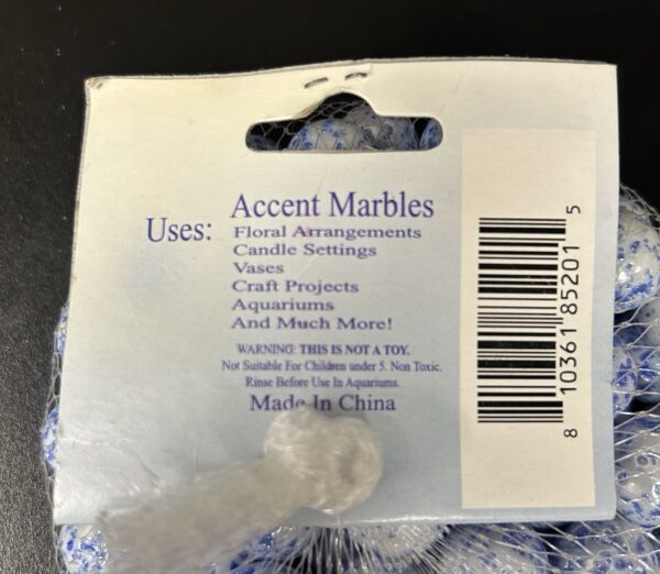 Marbles Decorative Accents 12.5ozs New White Blue Silver Look M3#3