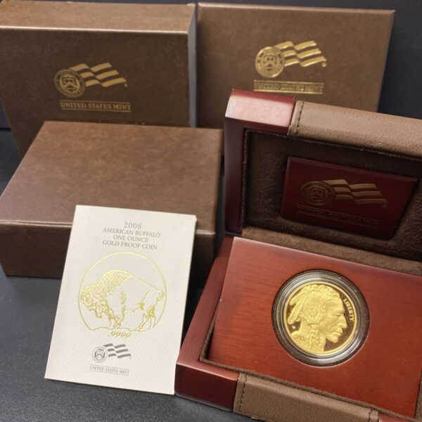 2008 W American Gold Buffalo Proof 1 oz $50 in OGP COA Display Box Fine .9999