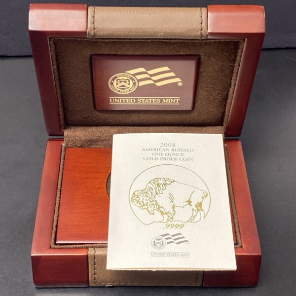 2008 W American Gold Buffalo Proof 1 oz $50 in OGP COA Display Box Fine .9999