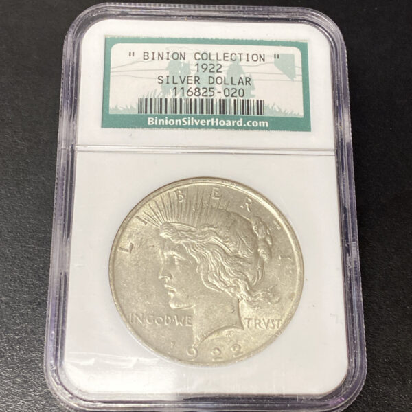 1922 Peace Dollar Binion Silver Hoard Uncirculated- Binion Collection - NGC