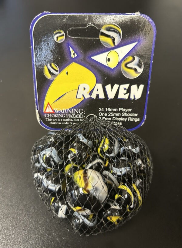 Raven Mega Marbles Net Bag 24 Players 1 Shooter Retired Set (2004-2006)