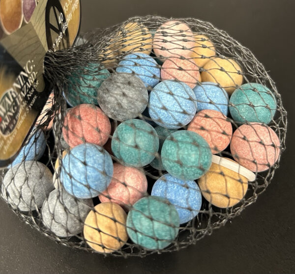 Rustic Mega Marbles Net Bag 40 13-15mm w/2 Display Rings Retired Set (2004-2006)