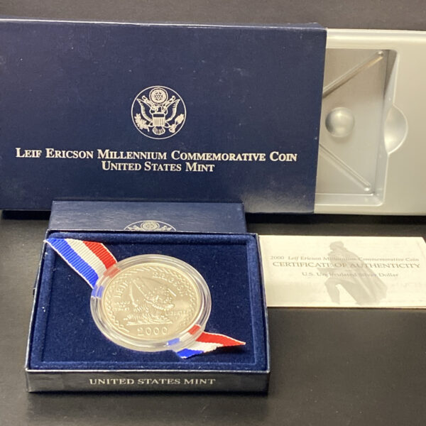 2000-P $1 Leif Ericson Millennium Commemorative Uncirculated Silver Dollar w COA