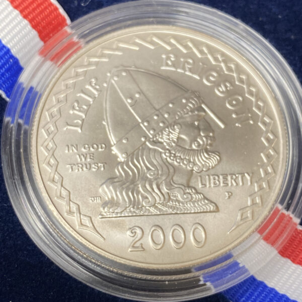 2000-P $1 Leif Ericson Millennium Commemorative Uncirculated Silver Dollar w COA