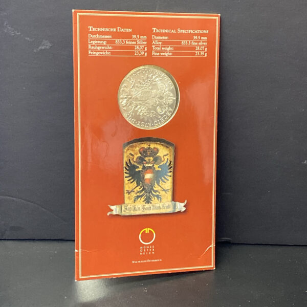 1780 Austria Maria Theresa Large Silver Thaler Restrike Coin UNC In Booklet