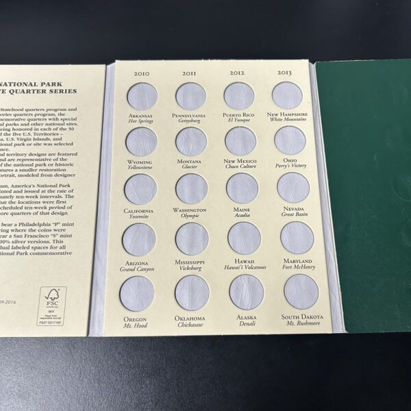 America's National Park Commemorative Quarters 2010-2021 Empty Album