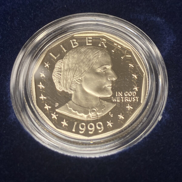 1999 -P  $1 Proof Susan B Anthony Dollar Coin with Original Box & COA US Mint