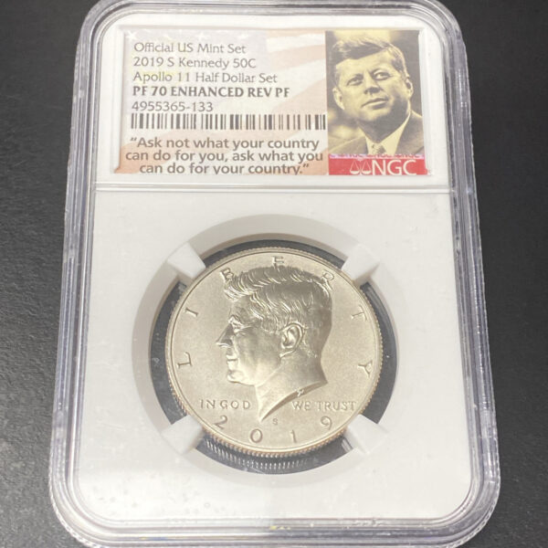 2019-S KENNEDY Half Dollar NGC PF 70 Enhanced Rev Proof From APOLLO 11 Set RARE!