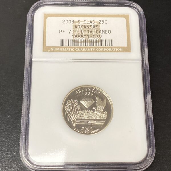 2003-S Arkansas AR Clad Statehood Quarter NGC PF 70 ULTRA CAMEO Perfect Coin!