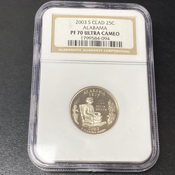 2003-S Alabama AL Clad Statehood Quarter NGC PF 70 ULTRA CAMEO Perfect Coin!