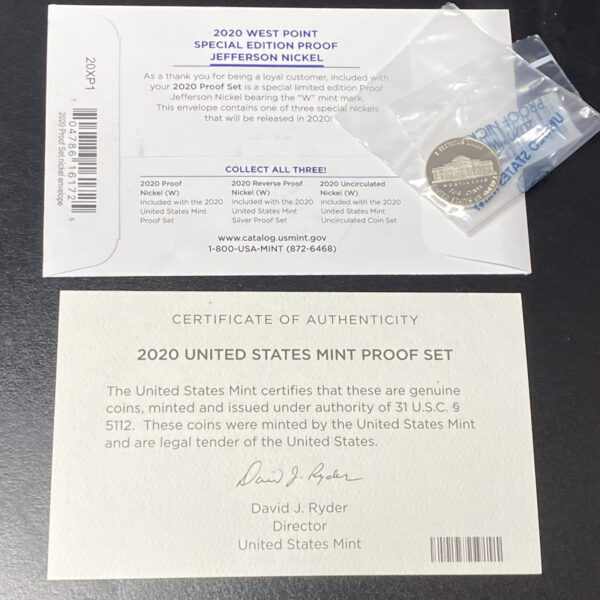2020 Clad Proof Set US Mint w/ West Point Special Edition Proof Jefferson Nickel
