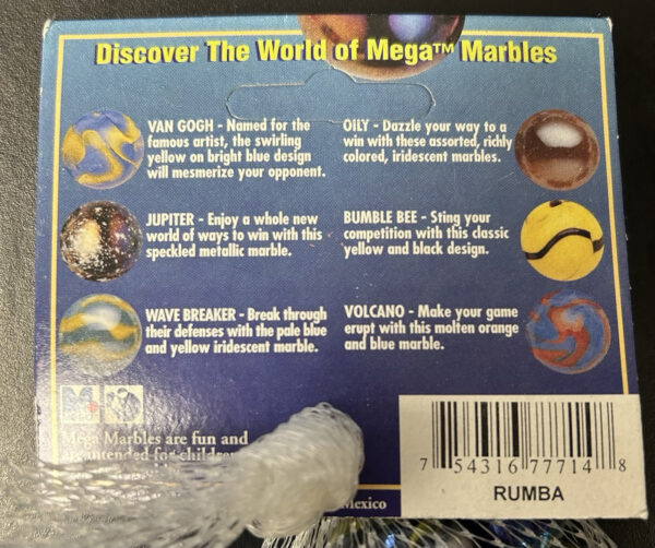 Rumba Collector Series Net Bag Glass Mega Marbles Vacor 1 Shooter 24 Players